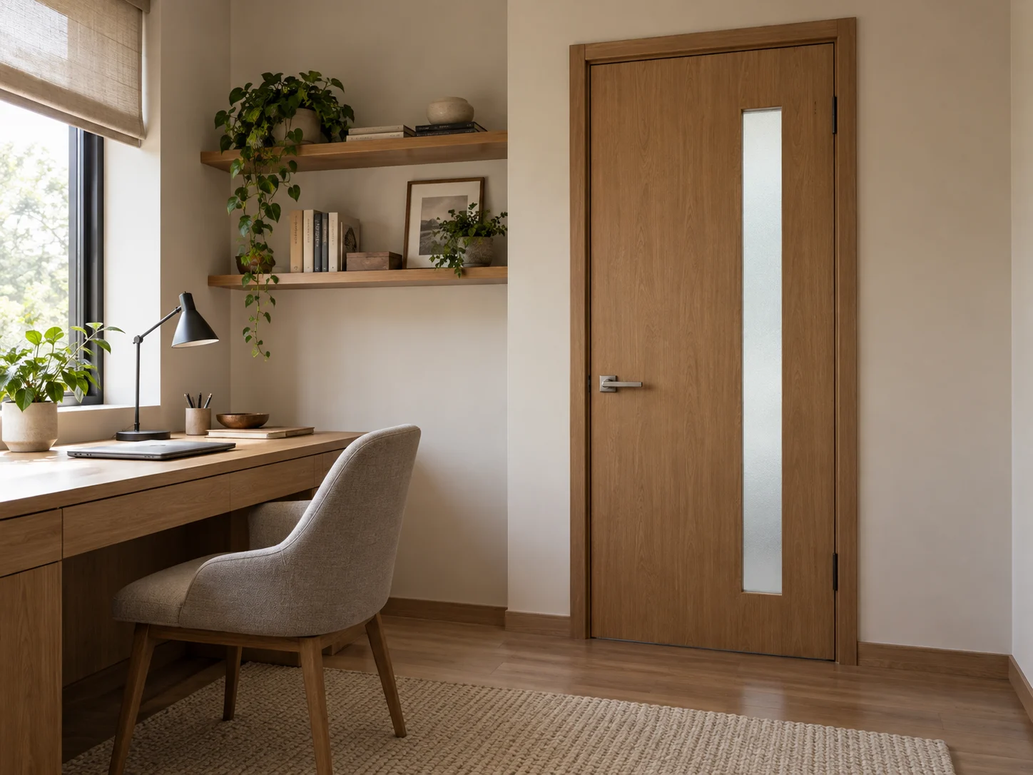 Frosted glass-panel door at a residential study